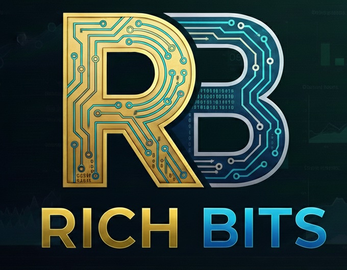 Rich Bits logo: a gold R and a blue B drawn as circuit-board traces
